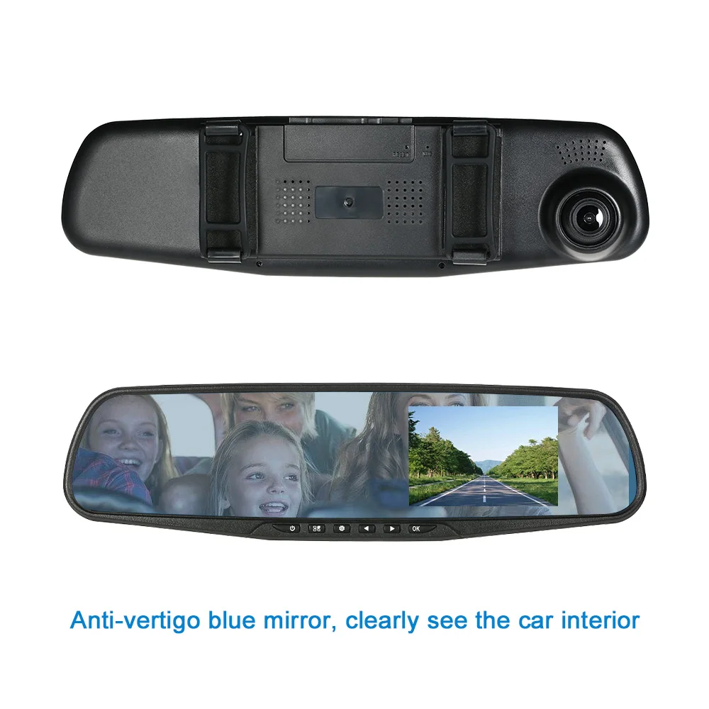 Kkmoon 4 ''1080 P FHD Видеорегистраторы для автомобилей регистраторы Двойной объектив Зеркало заднего вида регистраторы видео тире Камера Регистраторы автомобильной