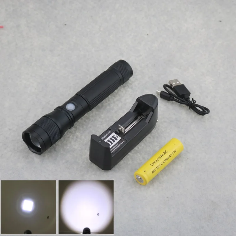 

USB Rechargeable Tactical LED Flashlight 18650 Cree XML T6 2000lm Zoomable EDC Pocket Light Torch Lamp Lanterna Camping Bike