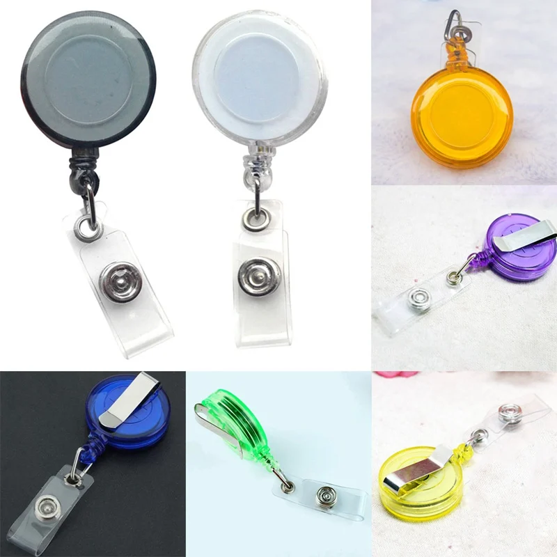 

1PC Retractable Pull Key Ring Multicolor Badge Reel Lanyard Name Tag Card Badge Holder Reel Key Ring Clip