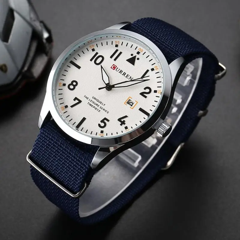 

Casual Watch Men Date Analog Canvas Band Sports Waterproof Quartz Watch Luxury Male Clock Business Mens Wrist Watch