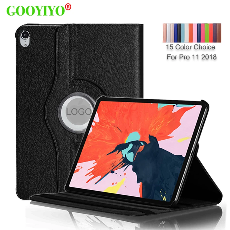 

GOOYIYO - 2018 Rotating Case For iPad Pro 11 Tablet PU Leather Litchi Grain Shell 360 Rotate Stand Cover for iPad Pro 11 Cases