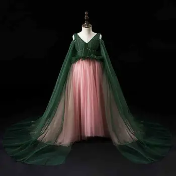 

2019 New Teenage Girls Mesh Strapless Trailing Princess Dress Kids Dresses For Girls Wedding Party Baby Girl Clothes Vestido S52