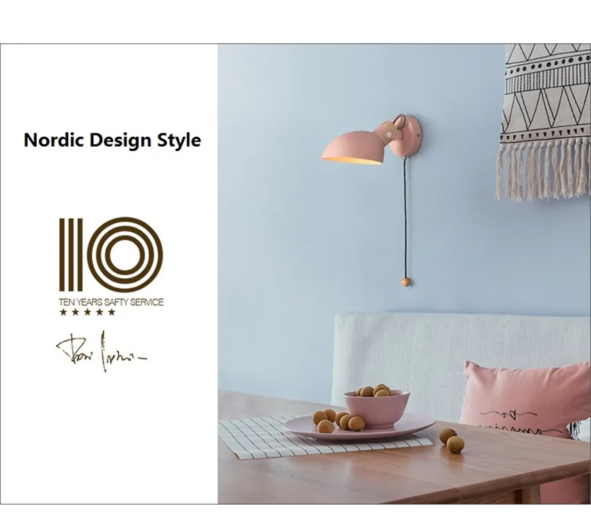 Lâmpada de Parede Design Nórdico Ajustar Loft Decoração Ferro Puxar Interruptor Moderno Arandela Luzes Quarto Casa Iluminação Interior Luminária Led 8 luzes quarto casa iluminação interior luminária