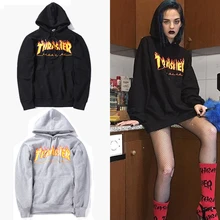 Thrasher Hoodies 2016 Männer und frauen Trasher sweatshirts langarm flammen alphabet gedruckt hip-hop casual paar tops Plus Größe
