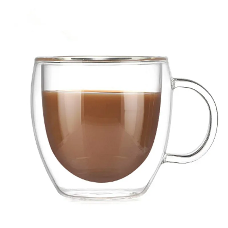 

250ml 150ml Coffee Cups Set Tea Mugs Handmade Creative Office Mugs Heat Insulation Transparent Drinkware Double Glass Cups