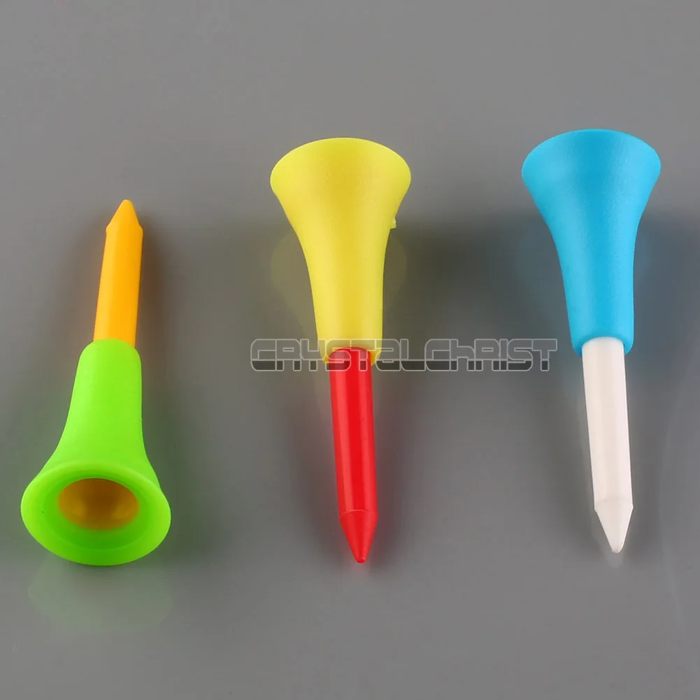 100 Pcs 2 1/8" Plastic Rubber Tip Golf Tees Soft Cushion Top Tipped Tee