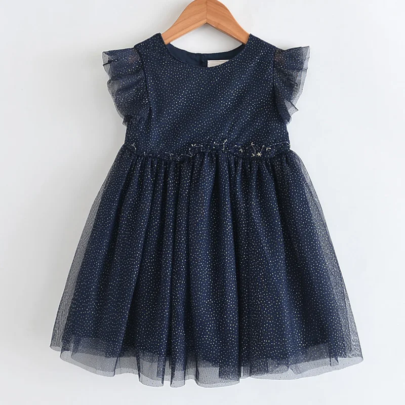 Girls Dresses 2020 Summer New Children's Clothing Sweet Lace Fluffy Round Neck Flying Sleeve Princess Vest Dress | Детская одежда и
