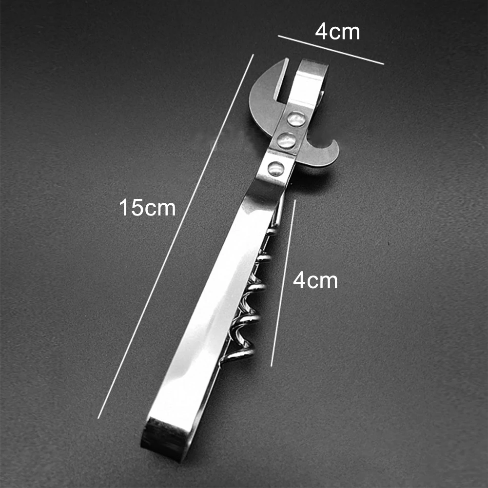 Stainless Steel Traditional Stab Old Fashion Tin Can Bottle Opener Cork Screw