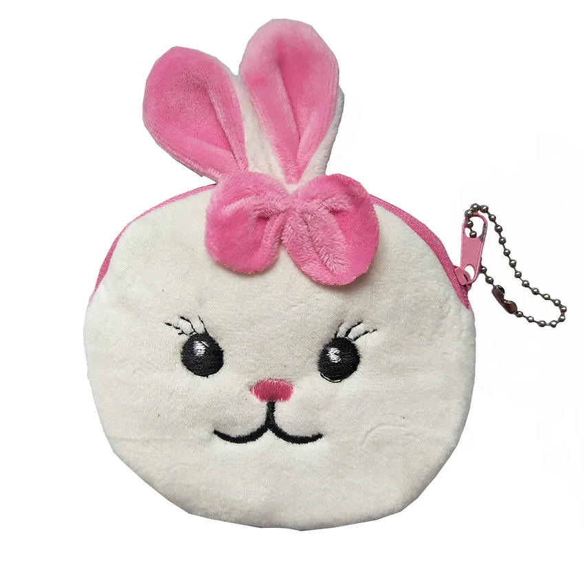 M036 2017 Cute Women Purses Small Animal Attractive Bow Rabbit Plush Coin Purse Wallet Card Bag