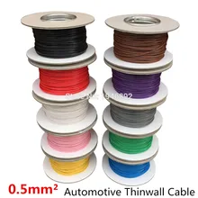 5 metros/lote 0.5 mm2 auto cabo 12/24 v 16/0. 2mm encalhado fio de cobre núcleos thinwall carro barco van veículo fio conexão