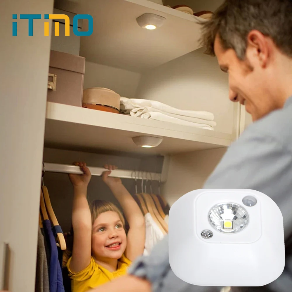 

iTimo LED Cabinet Light with Motion Sensor and Light Sensor Night Light Magnetic Novelty Bookcase Corridor Emergency Bulb
