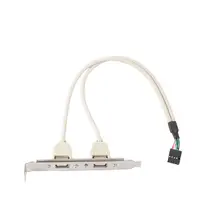 2017 White Computer Accessories Extend Cable Panel Mount Dual USB A Female to 9 Pin Connector Extension Cable for PC