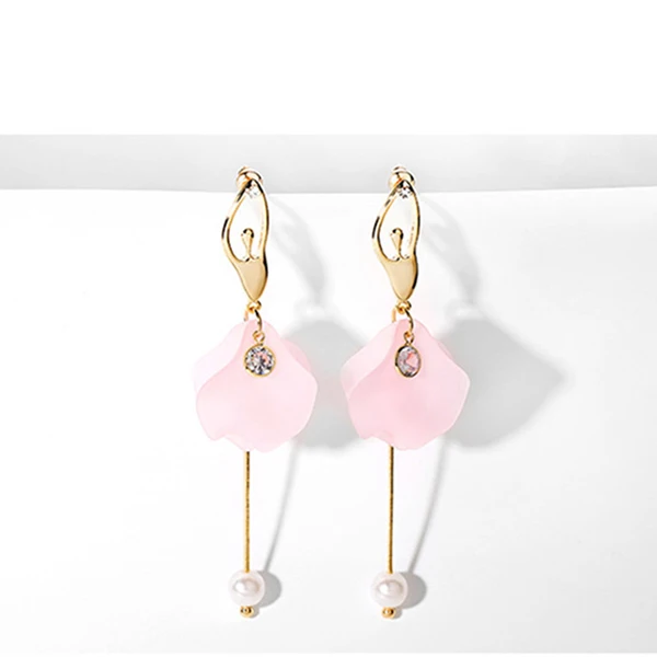 Длинные корейские серьги с кисточками, женские модные розовые белые тонкие серьги с имитацией жемчуга, элегантные ювелирные изделия Z5E789 - Окраска металла: Earring Pink