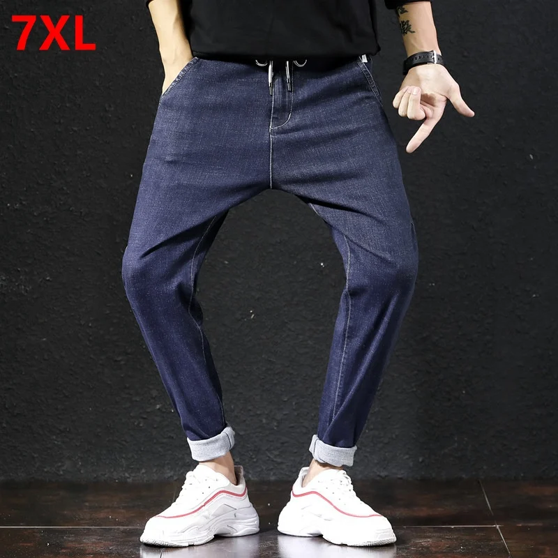 

Autumn large size men's big loose plus fertilizer to increase 7XL youth straight Harajuku Japanese style solid color jeans