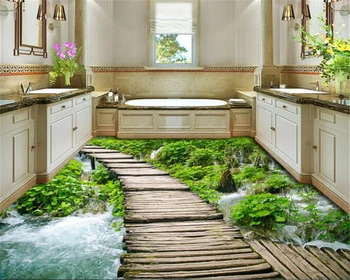 

beibehang 3D Fashion custom advanced decorative painting wallpaper outdoor stream creek fantastic water floor tiles 3d wallpaper
