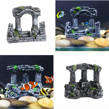 

Resin Aquarium Roman Column Decoration Aquatic Artificial Ancient Ruin Column Ornament Fish Tank Stone Cave Rock Decoration