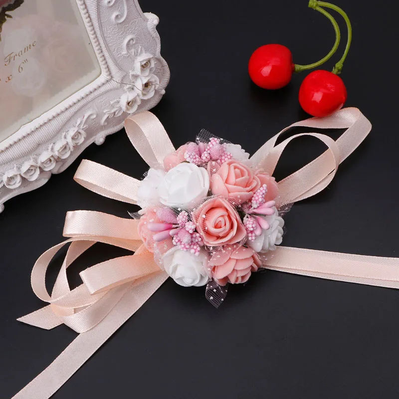 Красивый браслет-корсаж на запястье, подружка невесты, сестры, цветы на руку, Свадебная вечеринка W215 - Цвет: 05