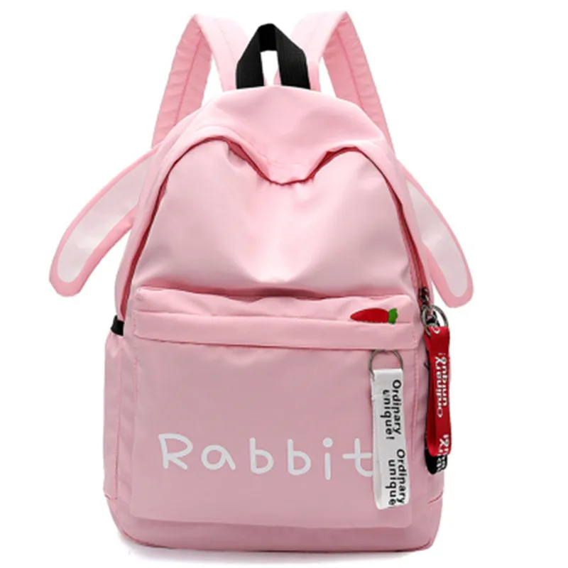 

4Color Pink Blue Rabbit Cat w/Ear Canvas Zipper Rucksacks Backpack Teenagers Girls School Student Child Travel Shoulder Bag