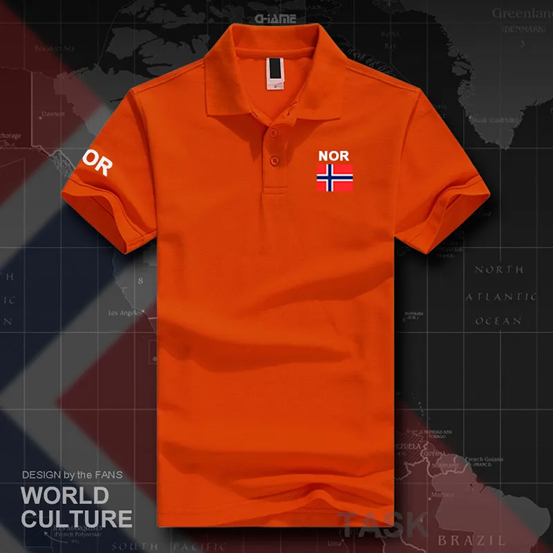 Norway Norge рубашки поло мужские с коротким рукавом белые бренды с принтом для страны хлопок Национальный командный флаг Nordmann норвежский нет - Цвет: polo-orange