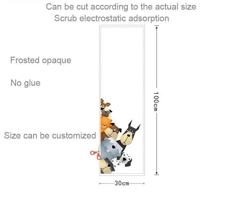 Индивидуальный размер оконная пленка статическая цепляющаяся матовая стеклянная наклейка витражная Ванная Кухня Офис Pet store детская комната собаки домашний декор - Цвет: 30(w)x100cm(h)