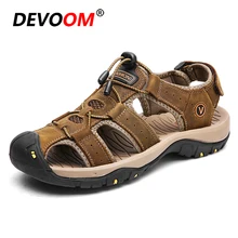 Модные Для мужчин s босоножки; сезон лето; Для мужчин из натуральной кожи; сезон весна Trail уличная водонепроницаемая обувь 3 Слои Для Мужчин's melbo в по выпуску в рыбацком стиле; сандалии