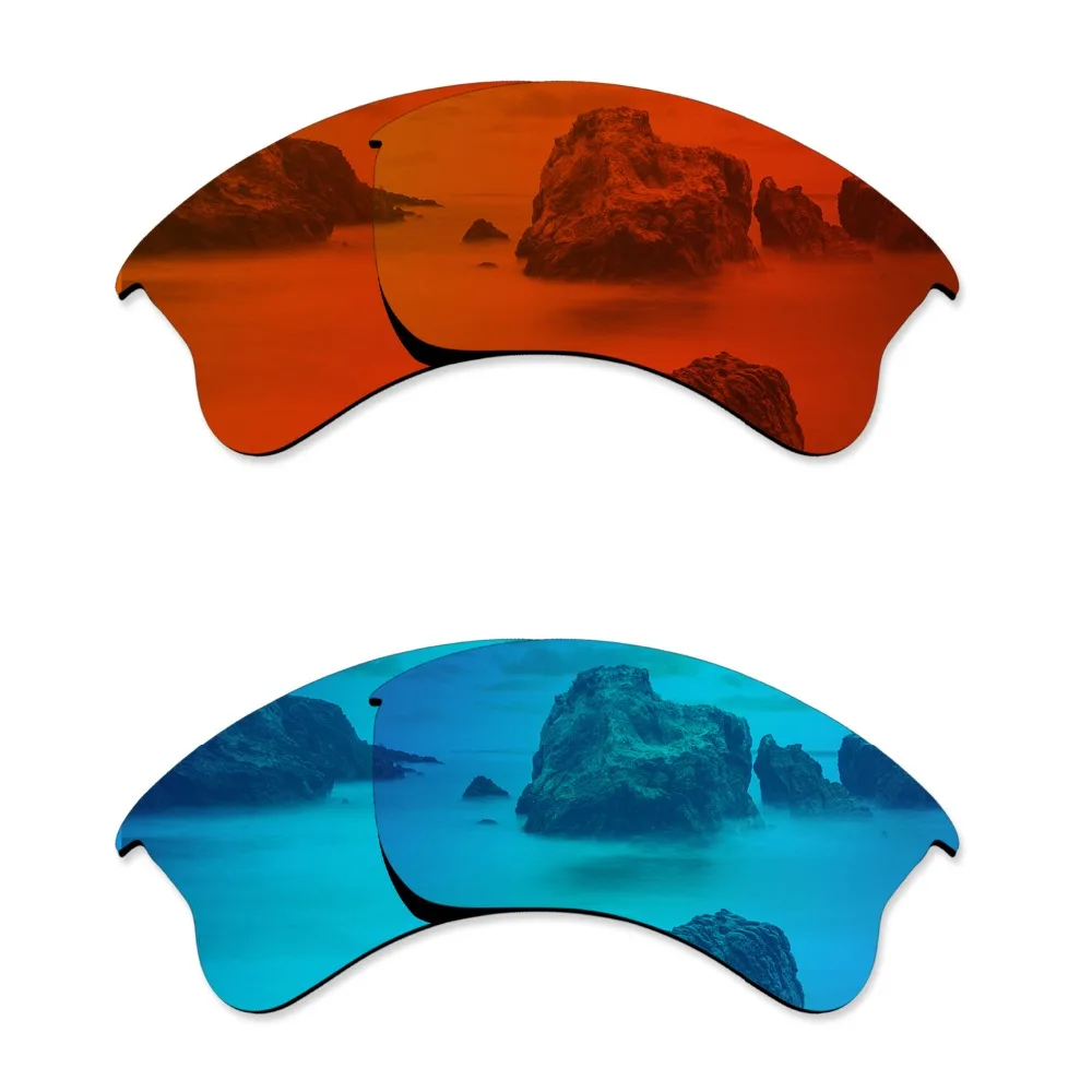 

Glintbay 2 Pairs Polarized Sunglasses Replacement Lenses for Oakley Flak Jacket XLJ Fire Red and Ice Blue