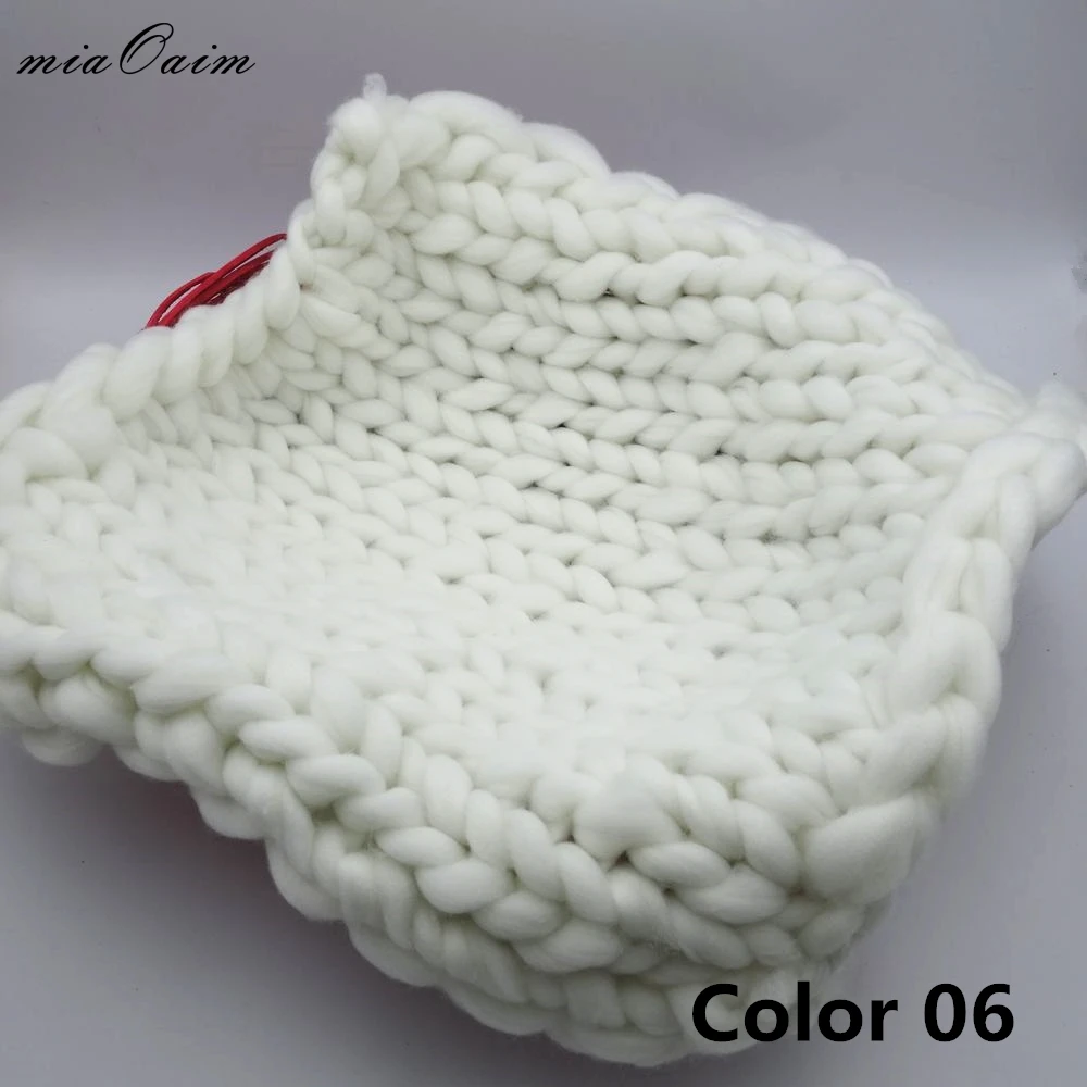 45*45 см вязаное одеяло для новорожденных фото реквизит массивное детское одеяло реквизит для фотосъемки корзина наполнитель фотофоны - Цвет: 06 White