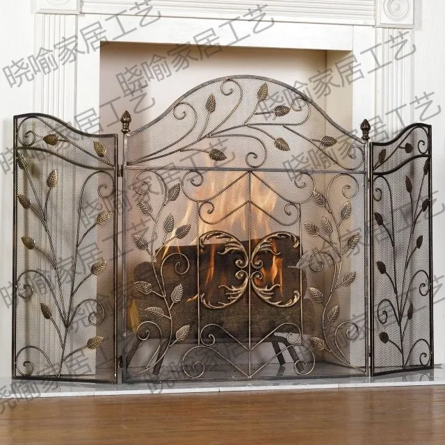 Wrought iron mantel Thirty percent screen guardrail fireplace screen Wai flameproof enclosure fire