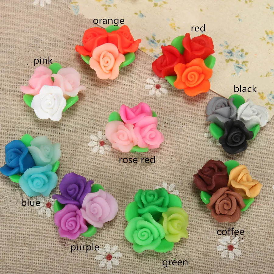 

10pcs/lot 25mm Elegant Polymer Clay Fimo Rose Flower Beads Diy Phone Case Decoration Floral Hair Jewelry Necklace Earring Supply