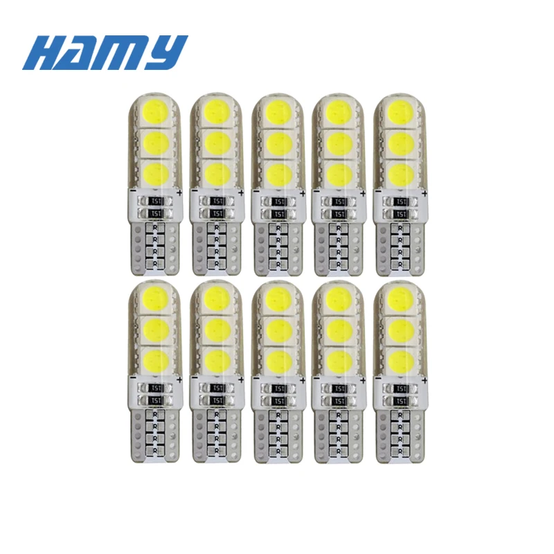 

10x Silicone waterproof T10 W5W 5W5 LED Bulb Car Signal Light Interior Dome Reading Lamps Wedge Side Clearance Lights 12V 7000K