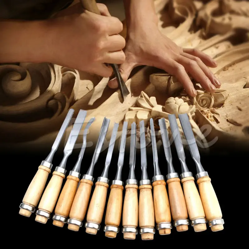 

12Pcs Wood Carving Hand Chisel Woodworking Tool Set Woodworkers Gouges