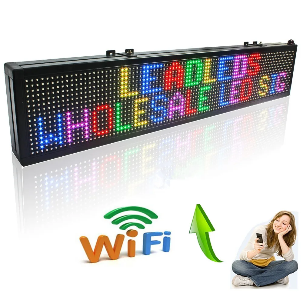 30x6-in 16*96 пикселей беспроводной wifi RGB полный цвет P7.62 Крытый СВЕТОДИОДНЫЙ знак сообщения движущийся Прокрутка Дисплей доска для магазина и окна