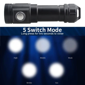 

5 Modes Mini IPX8 Waterproof Diving Flashlight T6 LED Shock Resistant Lamp Torch convenient Flashlight Torch Light