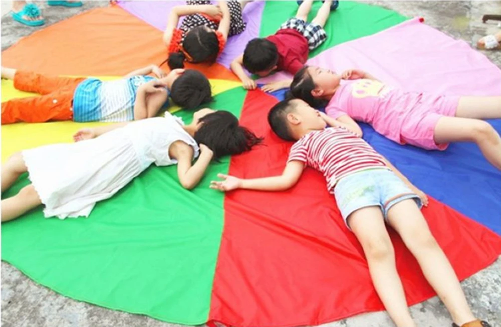 Rainbow Parachute Umbrella Mat Toy Sports Children Kids Kindergarten School Students Outdoor Indoor Team Work Play Game