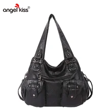 Angelkiss Брендовые женские сумки через плечо сумки-Хобо для женщин PU сумочки с эффектом потертости сумки-тоут женские сумки через плечо дизайнерские сумки
