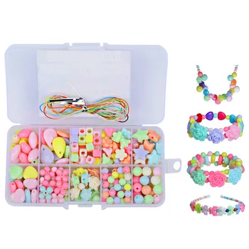 

Puzzle Beads Toys Colorful Acrylic Beads Set DIY Handmade Beaded Toy for Jewelry Making Bracelet Necklace Headband