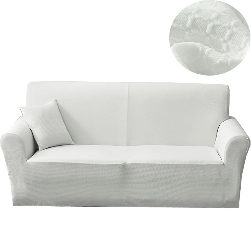 

Papa&Mima High Quality Solid white Stretch Sectional Sofa Covers Single Two Three Four Seats Soft Slipcovers Elastic Couch Cover