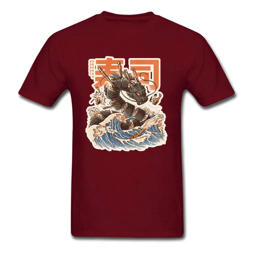 Hokusai Sushi Dragon Wave Забавные футболки для мужчин без названия модные с японским