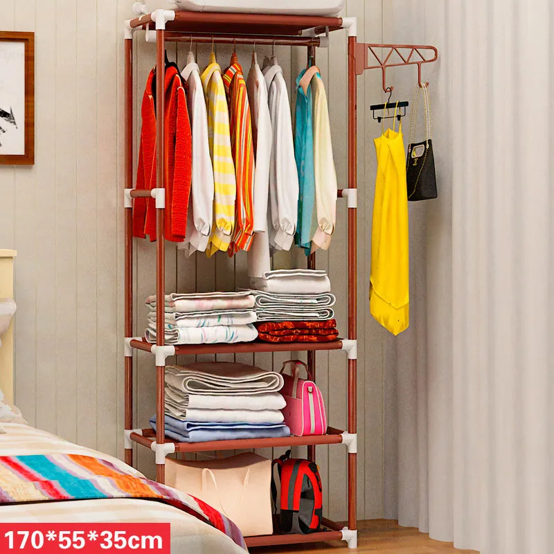 

Simple Assembly Coat Rack Stainless Steel Clothes Hanger Non-woven Fabric Shoes Rack Handbag Organizer Bedroom Storage Holder