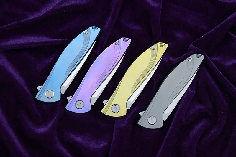 Титановый плавник LEMIFSHE flipper неоновый подшипник D2 TC4 складной кухонный нож для
