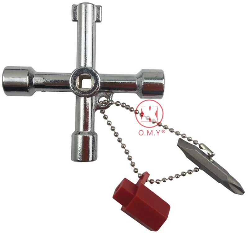 

5 In 1 Cross Switch Key Wrench With Accessories Universal Square Triangle Train Electrical Cupboard Box Elevator Cabinet Alloy
