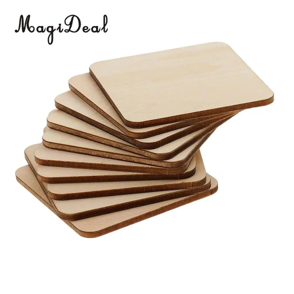 MagiDeal 10 Pieces Square MDF Unfinished Wood Pieces Blank Plaque Scrapbooking DIY Pyrography Craft Projects 60x60mm 