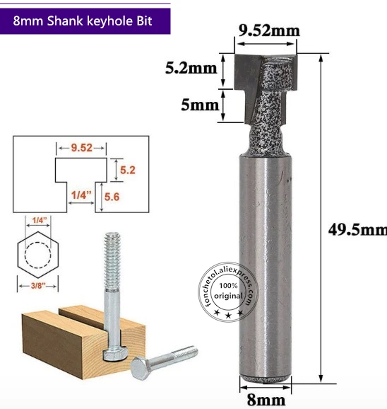 8 мм Shank-1PCS, cnc твёрдый карбид-вольфрамовый Концевая фреза для деревообработки, триммер, фрезерный станок для дерева, Замочная скважина, Гравировальный концевой станок