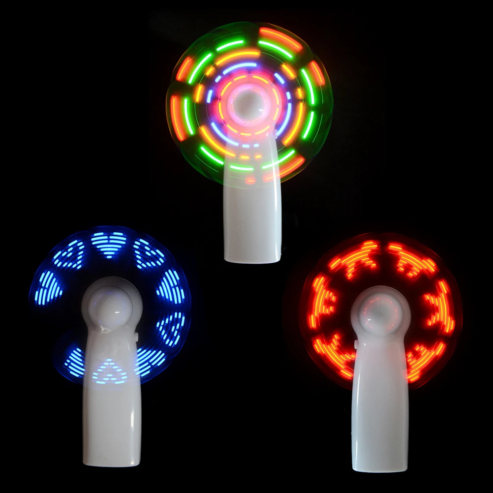

2018 Fashion Unique Handheld Flash LED Love Pattern Mini Fan Super Mute Battery Operated Cooling Desktop Without Battery