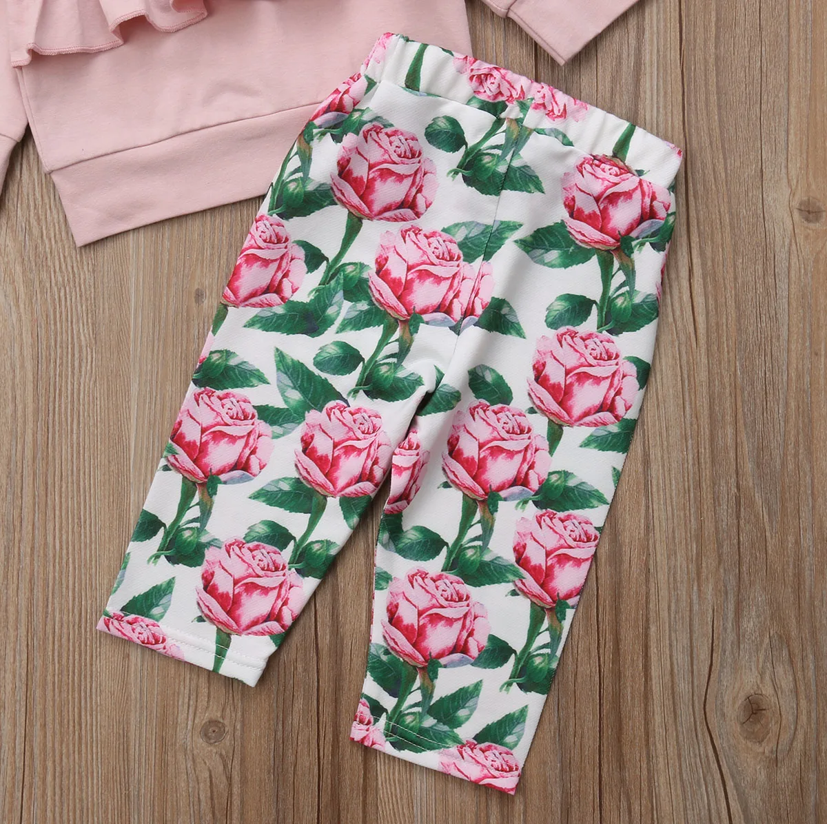 Autumn NEW Kids Infant Newborn Baby Girl Long Sleeve Ruffle Edge Cotton T-shirt Tops Flower Pants Casual Outfit Set Clothes