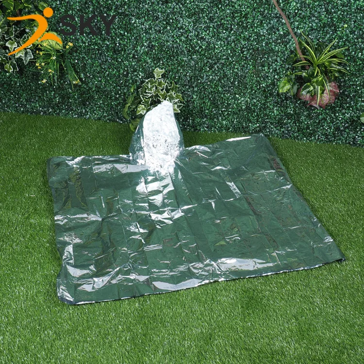 Одноразовый Многофункциональный дождевик из фольги для выживания на открытом воздухе водонепроницаемый кемпинг аварийное спасательное одеяло