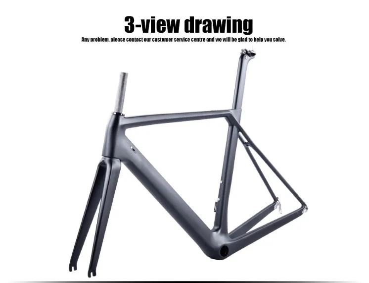 Discount 2018 NEW Chinese Carbon Road Frame T800 UD black Aero full carbon fiber road bike frame QR or thru axle 47/51/53cm 3