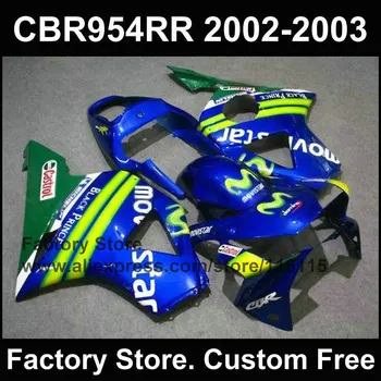 

100% ABS plastic fairing kit for HONDA CBR900RR 2002 2003 fireblade fairings kit CBR 954 RR 02 03 movistar blue