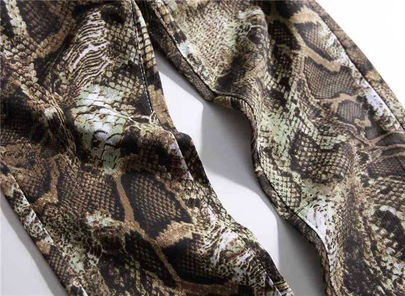 Mcikkny Fashion Men's Snake Skin Jeans Pants Slim Fit Casual Denim Trousers For Male Night Club Wear Size 29-38 (3)