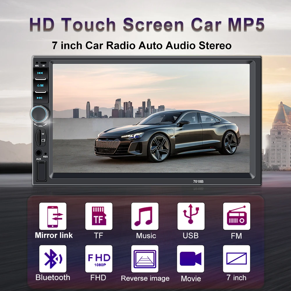 7018B Free Shipping Autoradio 2din Car radio Coche Recorder 7inch Touch Screen Bluetooth Camera MP5 Multimidia Player Stereo Car car stereo installation near me